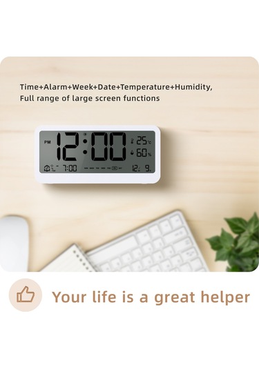 8001-en Çok Fonksiyonlu Dijital Saat Led Parlaklığı Siyah