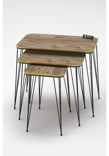 Zigon Sehpa Kr Çift Ceviz Tel Siyah Ayak Ceviz