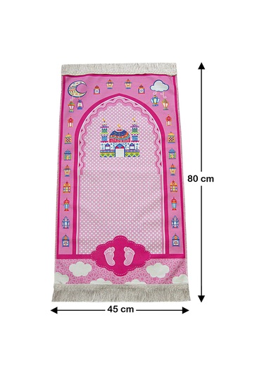 Namaz Öğreten Sesli Cihazlı Kitap Tesbihli Kızımın Çocuk Seccadesi Seti Pembe