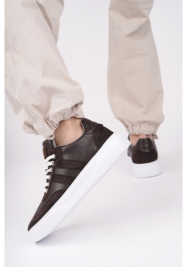 Muggo Logan Kalın Taban Bağcıklı Erkek Günlük Sneaker Spor Ayakkabı Kahverengi