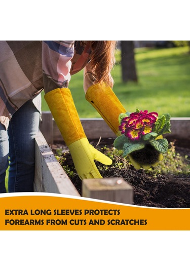 Yaleker Bahçe Çalışmaları İçin Deri Eldiven, Taban Kaymazlı, Uzun Kollü, Kahverengi, S Beden - Bahçe Bakımı Ve Çiçek Aşısı İçin Dayanıklı Eldivenler