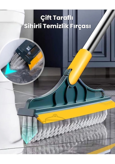 Sihirli Süpürge V Şekli ve Çekçek İle Çift Fırçalı Çift Taraflı Temizleme Fırçası