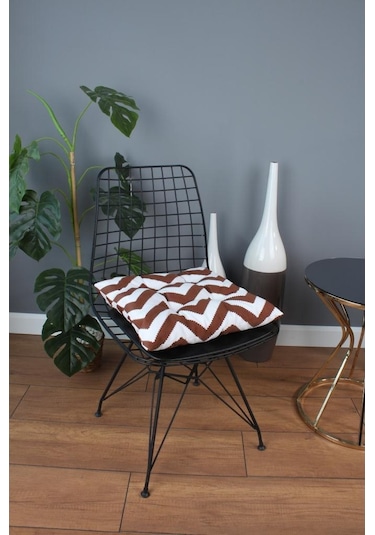 Altınpamuk Altınpamuk Beta Pofidik Kahve Zikzak Sandalye Minderi Bağcıklı 40