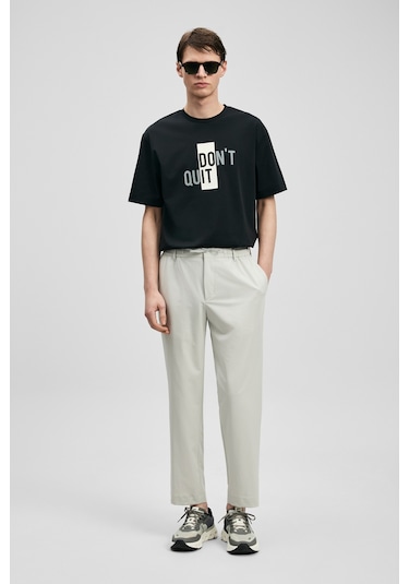 Lufian Carl Modern Grafik T- Shirt Siyah Siyah 111020285100100