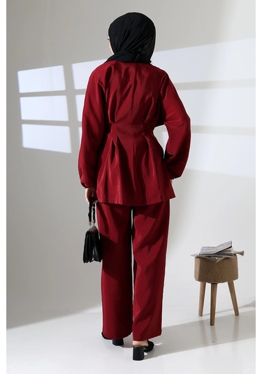 Kadın 100% Pamuk Modal Bordo Kimono Pantolon Tesettür Takım Çok Renkli