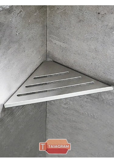 Banyo Rafları Köşe Depolama Rafı Paslanmaz Çelik Üçgen Havlu Sakl Gri