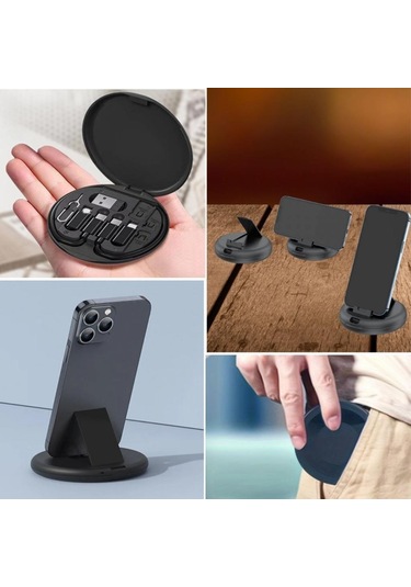 Ollevra Usb Type-c Şarj Kablosu Seti 60w Destekli Kablo Kutusu Seyahat Kablo Seti 5'i 1 Arada