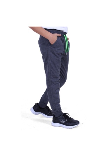 3lü Farklı Baskı Detaylı Beli Lastikli Erkek Çocuk Eşofman Altı Füme - Siyah