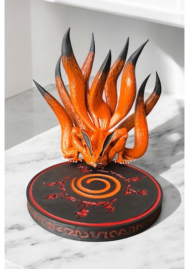 Kurama Kyubi 3d Baskı Koleksiyon Figürü El Boyaması, Naruto Lanetli Mühürlü Anime