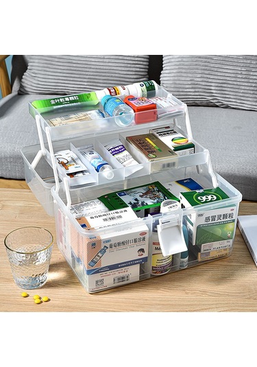 Xindoker Büyük Kapasiteli Ev Tipi多层 Tıbbi Kutusu, Taşınabilir Plastik İlaç Saklama Kutusu, Beyaz Büyük Boy, Kol Çantası İle Beyaz