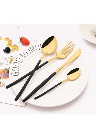 Novahub 6 Adet Mavi-altın 18/10 Paslanmaz Çelik Çay-kahve Kaşığı Seti 5.5 İnç Altın - Mavi