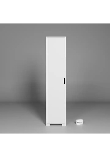 Duru 40 Cm Mat Beyaz 5 Raflı Kiler Tek Kapılı Banyo Ve Elbise Dolabı - Gardırop Beyaz