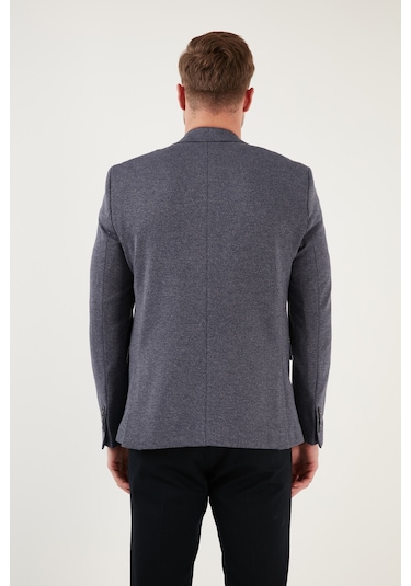 Buratti Slim Fit 6 Drop Çift Yırtmaçlı Blazer Erkek Ceket Savue Koyu Lacivert