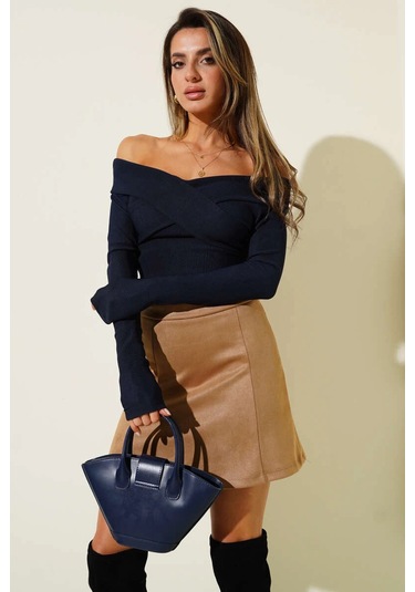 Madonna Çapraz Yaka Bluz Lacivert T4331 Lacivert