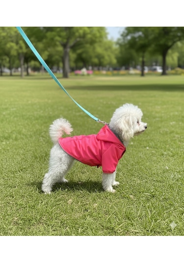 Kedi - Köpek Kıyafeti Kapşonlu Pembe Yağmurluk & Mont