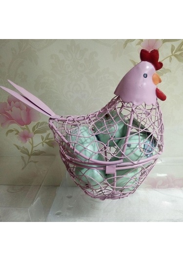 Trendooze Mini Pembe Tavuk Yumurta Tutucu Rustik Meyve Küçük Mekan Dekorasyonu Pembe