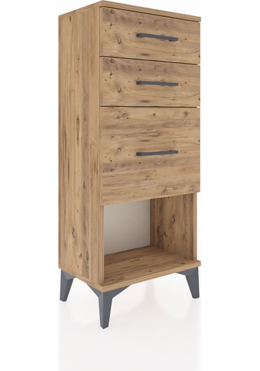 Arges Komodin 3 Çekmeceli 44x30x106 Çam-çam Çam