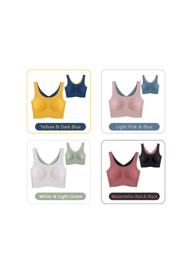 Geeroyoo Kadınlar İçin Çift Taraflı Spor Sütyen - Rahat Ve Destekleyici Yoga Sütyeni Beyaz & Açık Yeşil