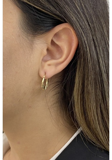 Zümrüt Sarraf 14 Ayar Altın Sarı Küçük Halka Bayan Küpe