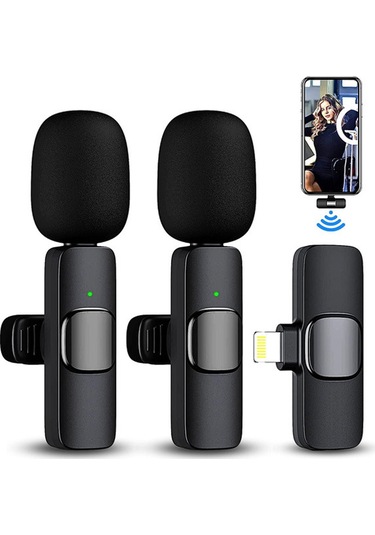 Skycıty Kablosuz Kravat Mikrofonu, 2.4g İle Çift Bağlantı