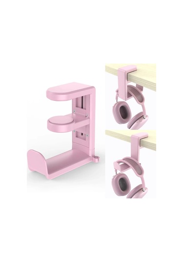 Vıkefon 360 Derece Dönen Kulaklık Tutucu, Masa Klip Kanca, Kulaklık Depolama Ve Organizatörpembe Pembe