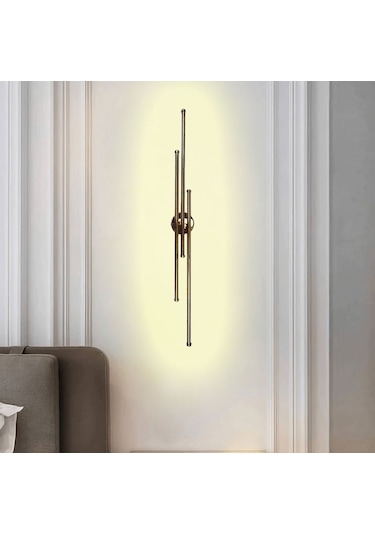Mimarled Üçlü Çubuk Led Aplik Aydınlatma 94 Cm Gün Işığı Altın