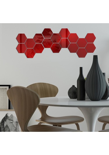 Ruicoo 32'li Çıkarılabilir Ayna Çıkartmaları - Dıy Ev Dekoru İçin Hexagon Aynalar Yatak Odası, Banyo, Salon