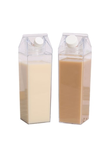 Finehome Süt Kutu Tasarımlı Su Kahve İçecek Şişesi