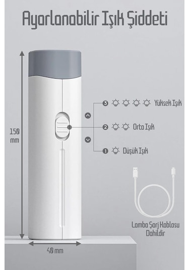 2li Set Şarjlı Masa Lambası + Kronometreli Öğrenci Saati Renk Ayarlı Ders Çalışma Okuma Lambası 975 Beyaz