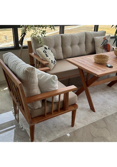 Masif Ahşap Balkon Mobilya