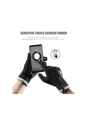 Kış Sıcak Eldivenleri Polar Rüzgar Geçirmez Su Geçirmez Dokunmatik Ekran Spor Bisiklet Kayak Bisiklet Dış Mekan Çalışma Eldivenleri Gri