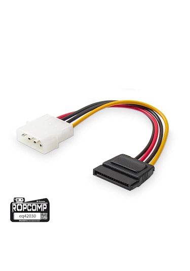 Ropcomp 4-pin Molex Erkek - 15-pin Sata Güç Dönüştürücü Kablo 20 Cm