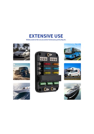 6 Yollu Sigorta Bloğu 6 Devre Sigorta Kutusu Tutucu Siyah