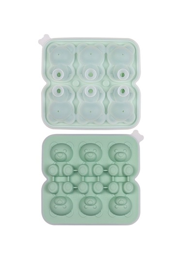 Tcherchi Silikon 6'lı Ayı Buz Kalıbı, Kahve, Süt, Çay, Şekerleme, Dekorasyon İçin Buz Kalıpları Yeşil