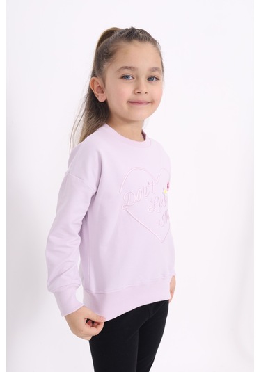 Toontoy Kız Çocuk Nakışlı Sweatshirt Açık Lila