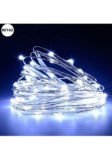 Peri Led 10 Metre Pilli Beyaz Renk Dekoratif Aydınlatma Beyaz