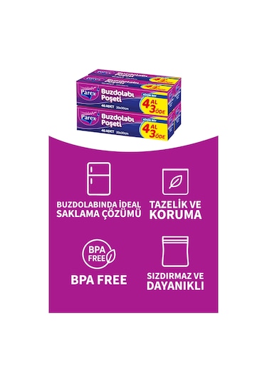 Buzdolabı Poşeti Küçük Boy 4 Al 3 Öde 4 40 20 X 30 Cm Üçlü Set