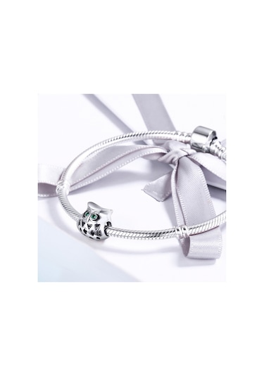 Baykuş S925 Değerli Taşlar Ve İçi Boş Boncuklarla Kakma Gümüş Boncuklar Çok Renkli