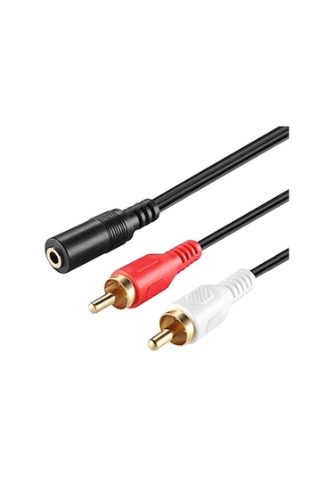 2 Rca- 3.5mm Stereo Dişi Kablo 1.5 Metre