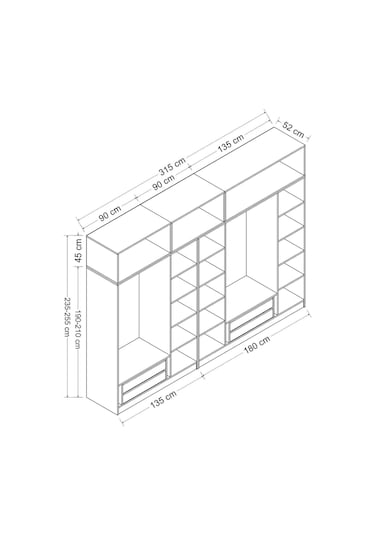 Minar Kale 7 Kapaklı 4 Ç Dolap Ve Yüklük Dore 235cm