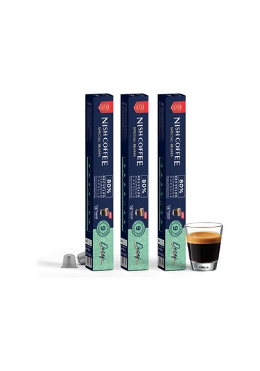 Nish Coffee Kapsül Kahve 7 Decafeinanto 3'lü Set Nespresso Uyumlu -30 Adet Kapsül Kahve