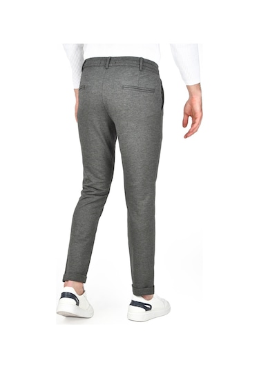 Deepsea Erkek Füme Beli Lastikli Slim Fit Likralı Duble Paça Penye Spor Pantolon 2502385 Füme