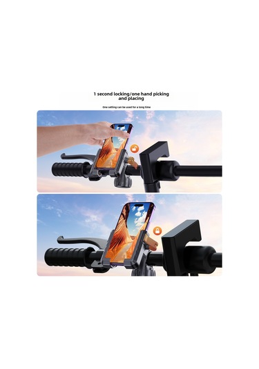 Geeksen Motorcycle, Elektrikli Araç Ve Bisiklet İçin Evrensel Uyumlu, Güvenli Sabitleme Ve Navigasyon Desteği Siyah-turuncu Silikonlu Yarı Kapaklı Telefon Tutucu