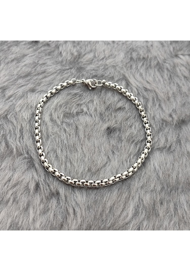 Chavin 4 mm. 21 cm. Gri Çelik Erkek Bileklik er33-4 Çelik