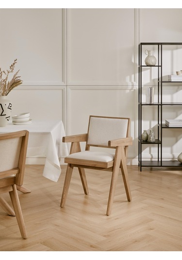 Kalmar Ahşap Ceviz Sandalye Natural - Beyaz