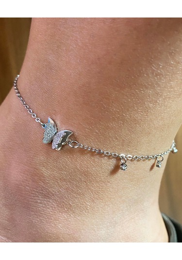 Celikchi Kadın Uçan Kelebek Detay Silver Renk Çelik Halhal