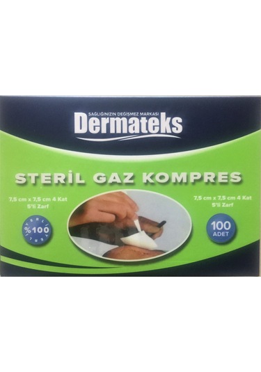 Dermateks 100 Lü Spanç Gazlı Bez 7.5*7.5 4Katlı