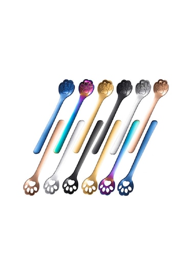 Sones Paslanmaz Çelik Yaratıcı Kedi Pençesi Kahve Kaşığı Tatlı Kek Kaşığı, Stil: Kedi Pençesi Kaşığı, Renk: Altın