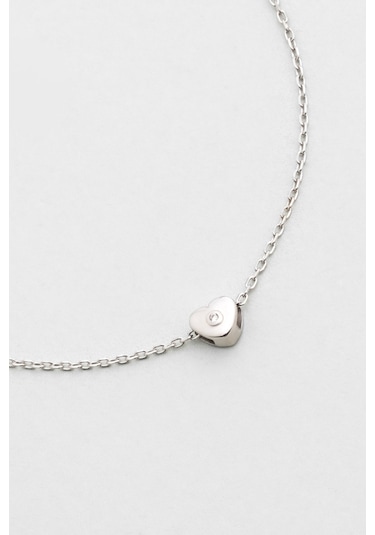 Little Love 18 Ayar Beyaz Altın Kaplama 19 Cm Gümüş Bileklik Rodyum