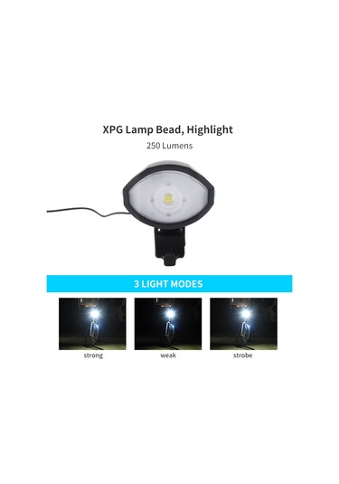 Ranyeek Usb Şarjlı Bisiklet Ön Farı Ve Korna Seti - Gece Sürüşü İçin Su Geçirmez, Yüksek Parlaklık, 3 Işık Modu, 120db Sesli Uyarı Siyah